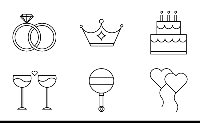 Various icons for Gigi's Party Decor.